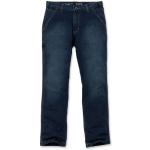 Hellblaue Bestickte Loose Fit Carhartt Rugged Flex Jeans mit Stickerei mit Reißverschluss aus Baumwolle für Herren Weite 30, Länge 36 