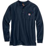 Blaue Langärmelige Carhartt Workwear Henleykragen Shirts mit Tasche aus Baumwolle für Herren Größe XL 