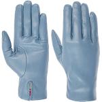 Hellblaue Caridei Fingerhandschuhe aus Nappaleder für Damen Größe 8.5 