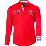Rote Bestickte Sportliche Langärmelige Carisma Herrenlangarmhemden aus Baumwolle Größe 3 XL 