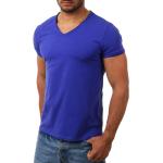 Dunkelgrüne Unifarbene Vintage Carisma V-Ausschnitt T-Shirts aus Baumwolle für Herren Größe XS 