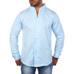 Hellblaue Unifarbene Business Langärmelige Carisma Stehkragen Stehkragenhemden aus Baumwolle enganliegend für Herren Größe S 