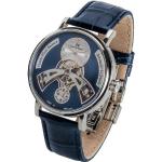 Reduzierte Blaue Wasserdichte Carl von Zeyten Automatik Herrenarmbanduhren aus Edelstahl mit Mineralglas-Uhrenglas mit Lederarmband 