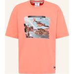 Orange Sterne Oversize Carlo Colucci T-Shirts aus Baumwolle für Herren Übergrößen 