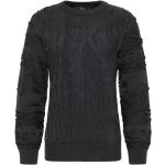 Schwarze Unifarbene Carlo Colucci Rundhals-Ausschnitt Wollpullover aus Wolle für Herren Größe S 