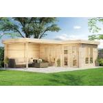 Alpholz Design-Gartenhäuser 70mm aus Massivholz mit Flachdach Blockbohlenbauweise 