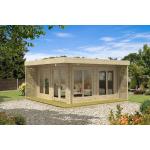 Moderne Design-Gartenhäuser 70mm aus Massivholz mit Schleppdach Blockbohlenbauweise 
