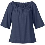 Mitternachtsblaue 3/4-ärmelige Waschbär Bio Nachhaltige Schulterfreie T-Shirts aus Jersey für Damen Größe L 