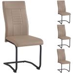 CARO-Möbel Esszimmerstuhl Loano 4er-Set, mit Schwinggestell aus Metall, Sitzschale gepolstert und mit Kunstleder in braun bezogen, Schwingstuhl gepolstert