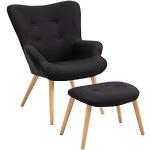 Schwarze Moderne CARO-Möbel Relaxsessel mit Hocker aus Holz Breite 50-100cm, Höhe 50-100cm, Tiefe 50-100cm 