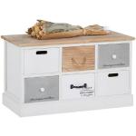 Weiße Shabby Chic CARO-Möbel Schuhbänke & Sitzbänke Flur aus Holz mit Schublade Breite 50-100cm, Höhe 0-50cm, Tiefe 0-50cm 