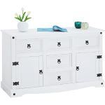 Weiße CARO-Möbel Anrichten Gebeizte aus Massivholz mit Schublade Breite 100-150cm, Höhe 50-100cm, Tiefe 0-50cm 