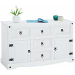 Weiße CARO-Möbel Landhaus Sideboards lackiert aus Massivholz mit Schublade Breite 100-150cm, Höhe 50-100cm, Tiefe 0-50cm 