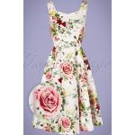 Weiße Blumenmuster Rockabilly H&R London Partykleider mit Reißverschluss aus Baumwollmischung für Damen Größe M 