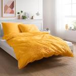 Orange Unifarbene bügelfreie Bettwäsche mit Reißverschluss aus Baumwolle kühlend 135x200 2-teilig 