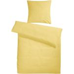 Gelbe Unifarbene bügelfreie Bettwäsche mit Reißverschluss aus Baumwolle kühlend 155x220 2-teilig 