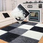 Schwarze Karo Shaggy Teppiche aus Polypropylen 160x230 