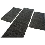 Dunkelgraue Unifarbene Carpet City Shaggy Rechteckige Bettumrandungen aus Polypropylen 3-teilig 