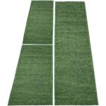 Carpet City Bettumrandung »Shaggi uni 500« , Höhe 30 mm, (3-tlg), Wohnzimmer, Bettvorleger, Läufer-Set für das Schlafzimmer, grün, grün