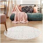 Reduzierte Cremefarbene Landhausstil Carpet City Runde Shaggy Teppiche 160 cm strukturiert aus Polypropylen 