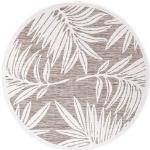 Reduzierte Beige Blumenmuster Carpet City Runde Outdoor-Teppiche & Balkonteppiche 200 cm aus Kunstfaser UV-beständig 