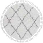 Weiße Karo Runde Runde Hochflorteppiche 300 cm aus Polyester 