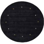 Reduzierte Schwarze Unifarbene Runde Orientteppiche 120 cm aus Wolle 