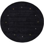 Schwarze Unifarbene Moderne Runde Wollteppiche 80 cm aus Wolle 