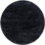 Schwarze Unifarbene Runde Hochflorteppiche 80 cm 
