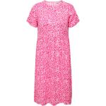 Pinke Animal-Print Halblangärmelige ONLY Sommerkleider für Damen Übergrößen Große Größen für den für den Sommer 