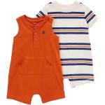 Reduzierte Orange Gestreifte Carter's Rundhals-Ausschnitt Baby-Spieler aus Baumwolle für Babys Größe 68 2-teilig 