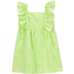 Reduzierte Grüne Bestickte Carter's Rundhals-Ausschnitt Kinderkleider mit Knopf aus Baumwolle für Mädchen Größe 92 
