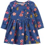 Blaue Blumenmuster Langärmelige Carter's Kinderfestkleider mit Rüschen aus Jersey für Babys Größe 86 