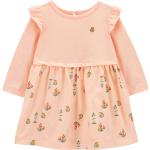 Aprikose Blumenmuster Langärmelige Carter's Kinderfestkleider mit Rüschen mit Knopf aus Jersey für Babys Größe 74 