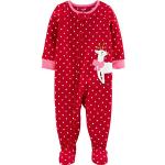 Carter's Schlafanzug 104/110 Fleece Einteiler Mädchen Girl warm Weich Winter Reißverschluss (104/110, rot/Punkte)