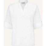 Weiße Bestickte 3/4-ärmelige Cartoon Blusenshirts & Schlusen aus Baumwolle für Damen Größe S 