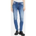 Blaue Unifarbene Cartoon 5-Pocket Jeans mit Reißverschluss aus Denim für Damen Größe XS 