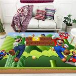 Cartoon Große 3D Teppichkinder Kinder Schlafzimmer Bereich Teppiche Super Mario Muster Gedruckt Weiche Anti-Rutsch Rutsche Matte for Wohnzimmer Dekoration (Color : 2, Size : 80 120cm)