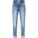 Hellblaue Bestickte Cartoon Jeans mit Stickerei aus Baumwolle für Damen Größe M 