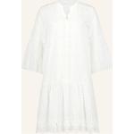 Weiße 3/4-ärmelige Cartoon V-Ausschnitt Spitzenkleider aus Baumwolle für Damen Größe M 