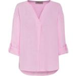 Rosa 3/4-ärmelige V-Ausschnitt Blusenshirts & Schlusen aus Leinen für Damen Größe M für den für den Sommer 