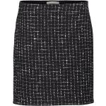 Schwarze Karo Business Cartoon Mini Tweedröcke mit Reißverschluss aus Tweed enganliegend für Damen Größe S 