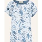 Hellblaue Tropische Cartoon T-Shirts aus Viskose für Damen Größe L 