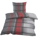Anthrazitfarbene Karo Seersucker Bettwäsche mit Reißverschluss aus Textil maschinenwaschbar 135x200 