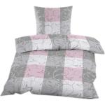 Rosa Karo Seersucker Bettwäsche mit Reißverschluss aus Textil maschinenwaschbar 135x200 
