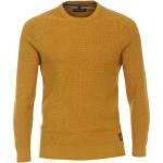 Gelbe Unifarbene Casual Langärmelige CasaModa Rundhals-Ausschnitt Rundhals-Pullover aus Baumwolle für Herren für den für den Herbst 