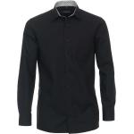 Schwarze Unifarbene Langärmelige CasaModa Kentkragen Hemden mit Kent-Kragen aus Baumwolle für Herren Größe 7 XL 