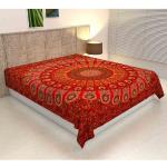 Rote Boho Tagesdecken & Bettüberwürfe mit Mandala-Motiv aus Baumwolle Handwäsche 240x220 