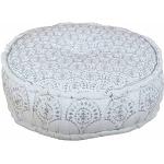 Silberne Bestickte Moderne Runde Sitzkissen rund 60 cm mit Mandala-Motiv aus Baumwolle 