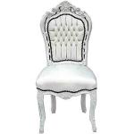 Casa Padrino Barock Esszimmer Stuhl Weiß/Weiß Lede